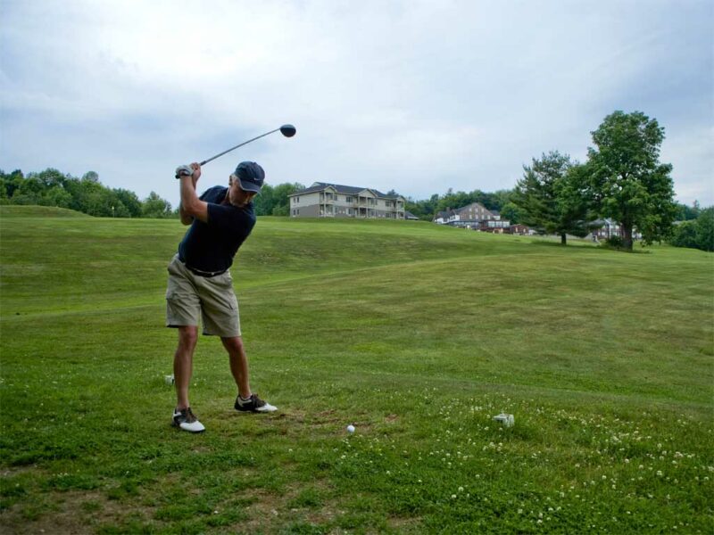 Sneak in a round of golf with a view on our executive 9 hole golf course